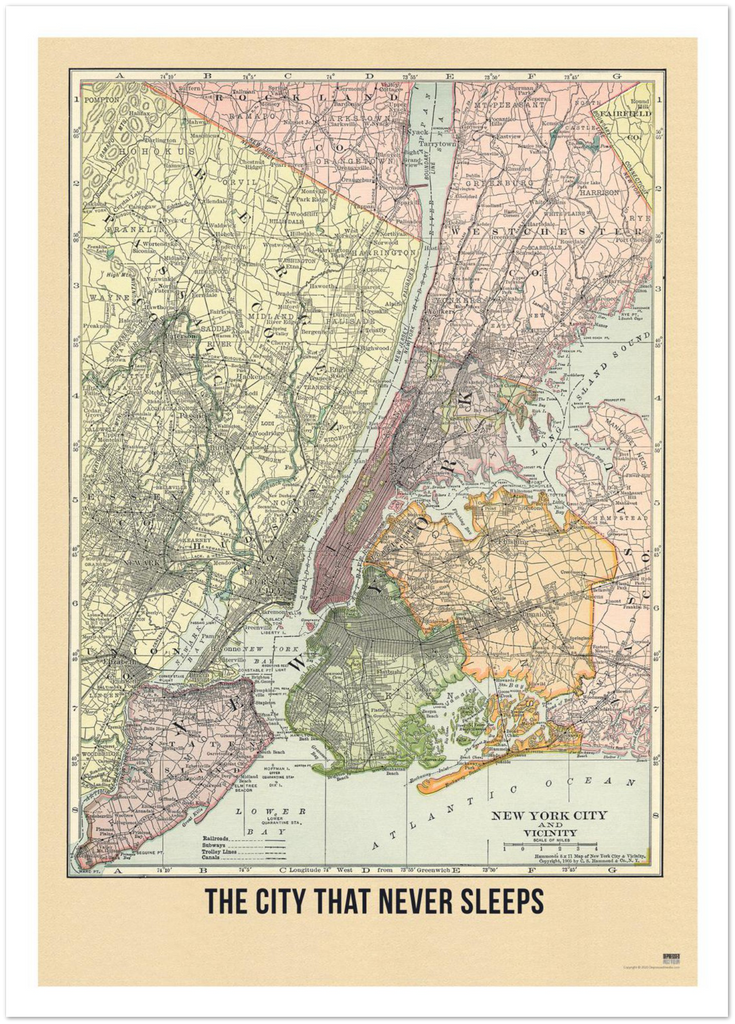 New York City Map (Vintage) - DepressedMedia
